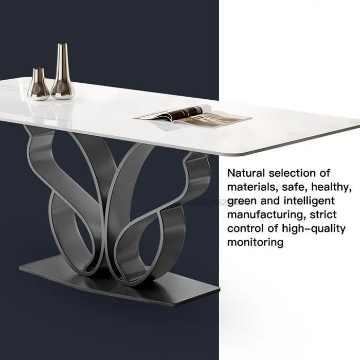 Italian Minimalist Bright Slate Dining Table Light Luxury Kitchen Furniture High-end Villa Restaurant Designer Dining Table Set
