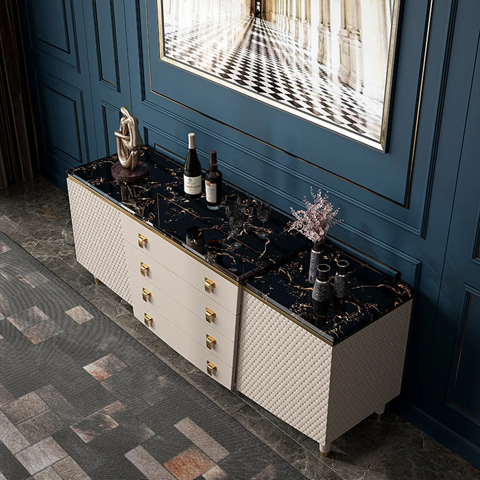 Italian light luxury marble dining side cabinet Modern living room luxury against the wall porch table restaurant locker