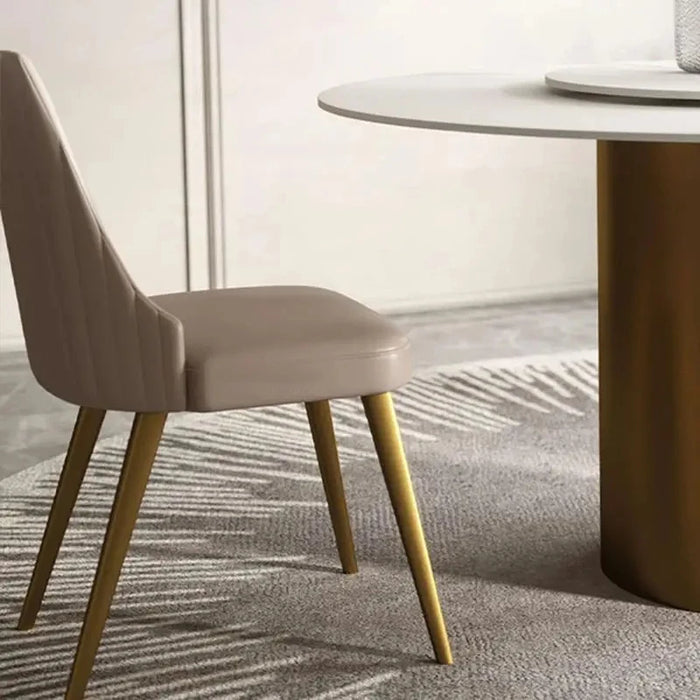 Simple Modern Light Luxury Rock Dining Table Vintage Household Round Side Table Turntable White Mesa De Cocina Hotel Furniture