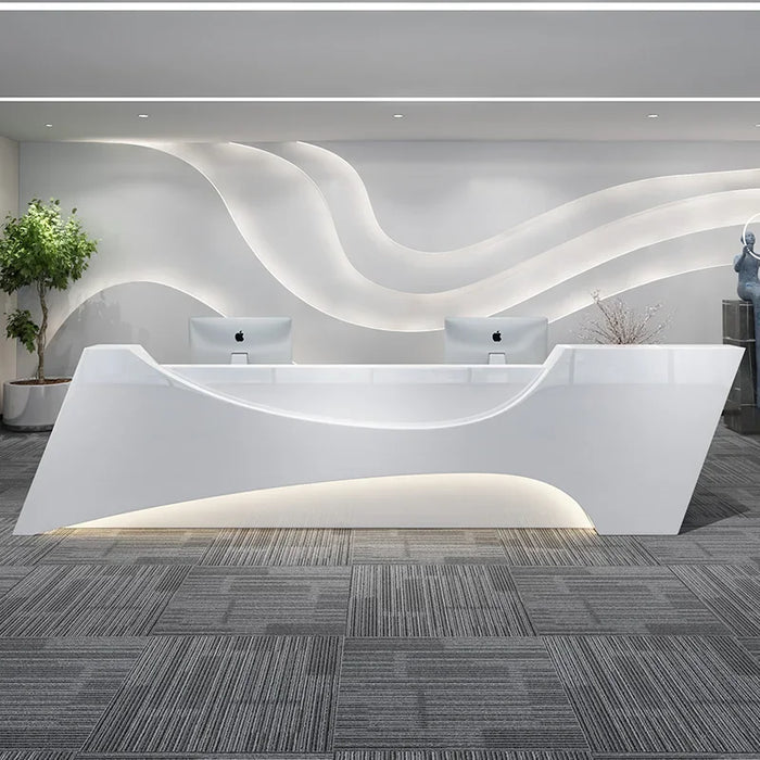 Simple Desk at the Front Desk Special-Shaped Reception White Welcome Desk Lobby Bar