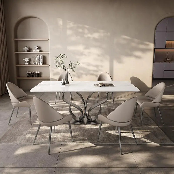 Italian Minimalist Bright Slate Dining Table Light Luxury Kitchen Furniture High-end Villa Restaurant Designer Dining Table Set