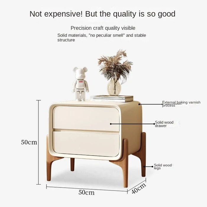 Simple Light Luxury Bedroom Solid Wood Bedside Cabinet Italian Storage House Quiet Wind Bedside Cabinet Modern