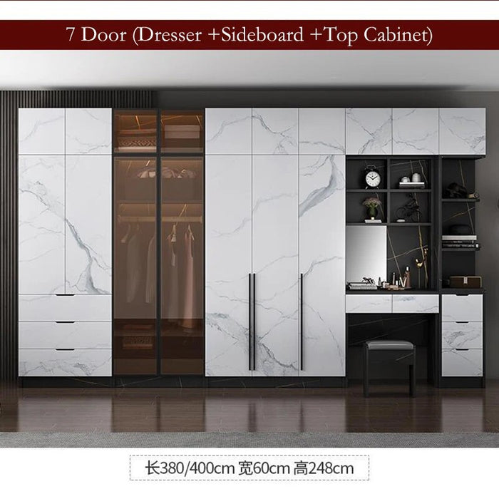 Italian Modern Minimalist Practical Bedroom Wardrobe Large Wooden Wardrobe With Dressing Table Combination Luxury Home Furniture