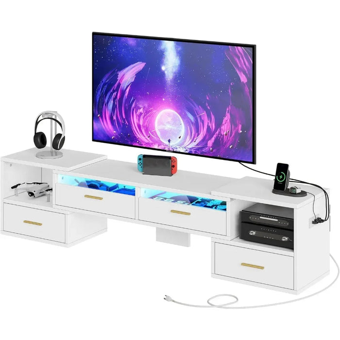 Deformable TV stand with power socket, modern DIY entertainment center,3 pieces of telescopic game TV cabinet in the living room