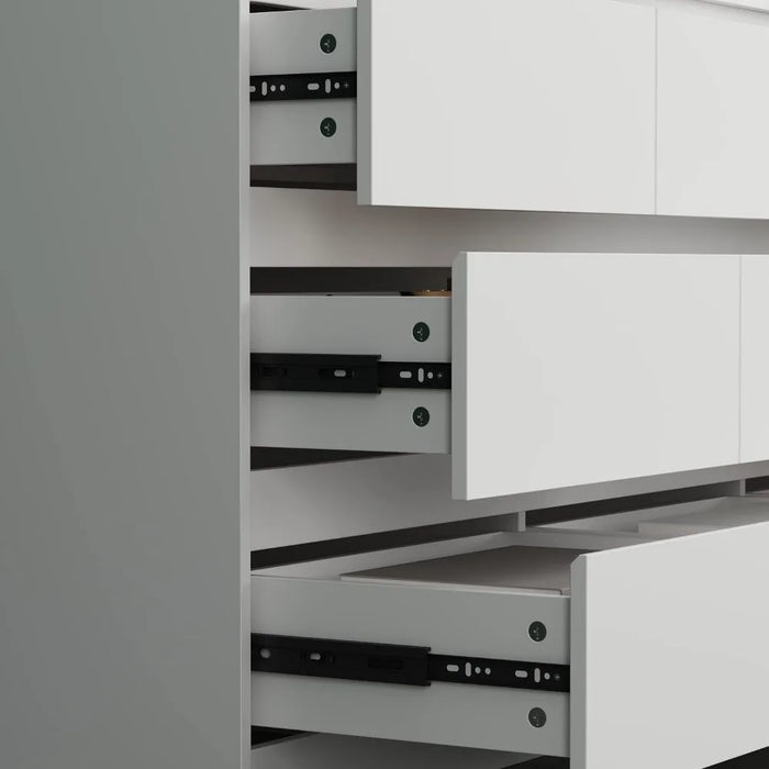 Dresser with Deep Drawers, Large Floor Wood Dresser and Chest of Drawers Without Handles, Modern Long Dresser, Dresser