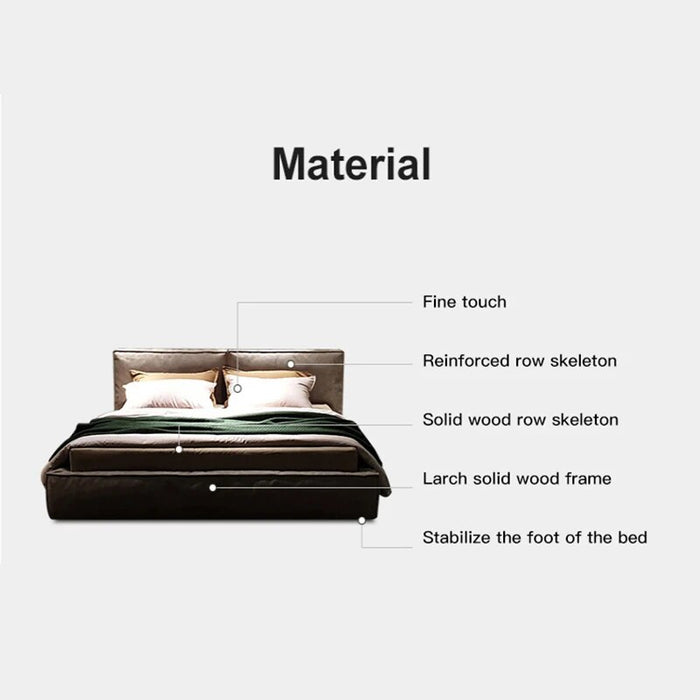 Italy Designer Bedroom Furniture Frosted Cloth Fabric Double Beds Modern Simple King/Queen Size Frame Bedroom Set Home Furniture