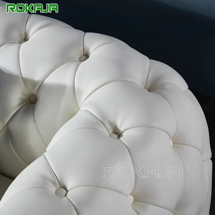 Italian 1 2 3 People Sofa Set Living Room Furniture Pull Buckle Luxury Sofas White Leather Modular Office Armrest Sofa Sets
