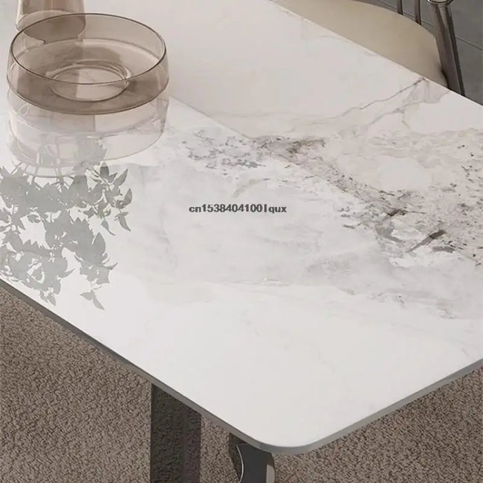 Italian Style Dinner Rectangle Table Designer Stainless Steel Base Kitchen Furniture minimalist Dining Room Table And Chair Set