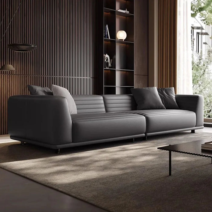 Italian Leather Sofa Ergonomic Back Support Pillows Cafe Bar Wedding Events Grande Sofas European Canape Salon Nordic Furniture