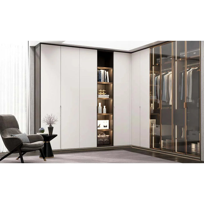 Customized Bedroom Furniture Wardrobe Glass Door Wooden Modern Closet