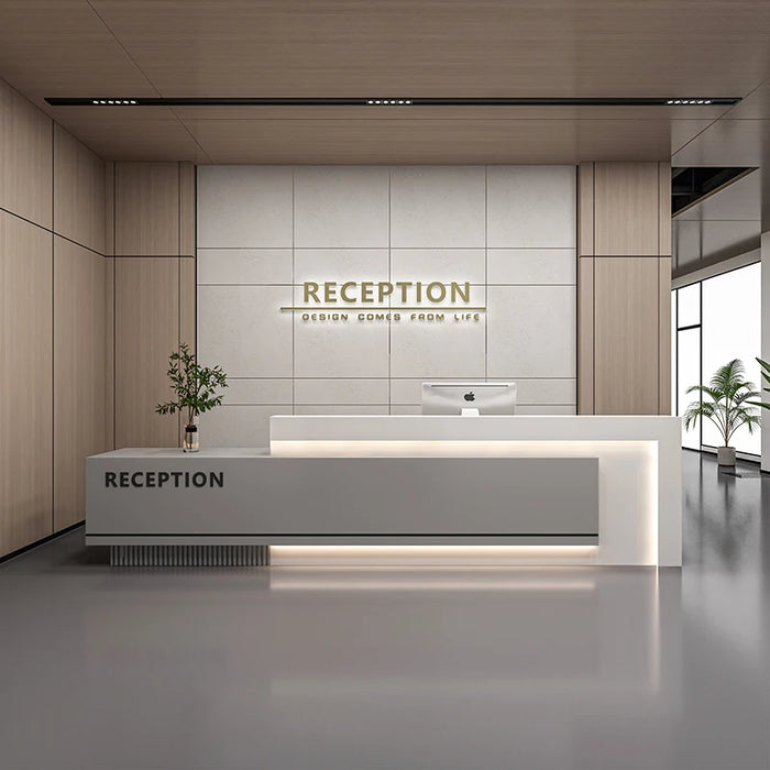 Simple Front Reception Desk Luxury Clinic Mobile Checkout Lighting Advisory Service Desk Hotel Comptoir De Caisse Furniture
