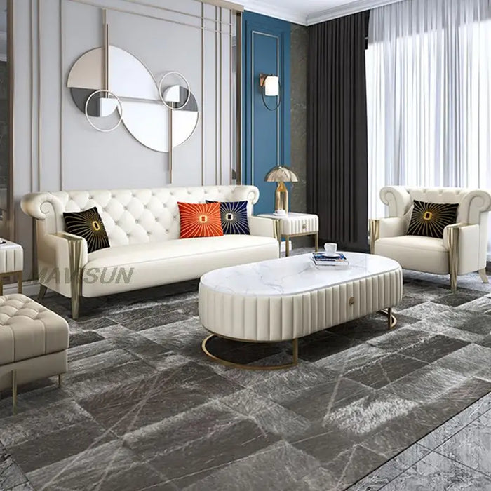Silver Gray High-End Living Room Sofa Combination Corner Light Luxury Solid Wood Simple Post-Modern Furniture All Sofas