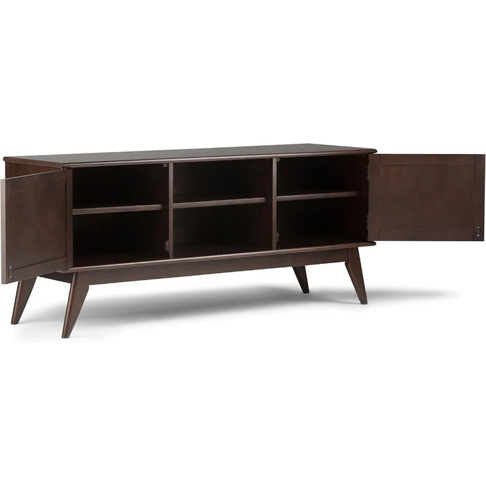 SIMPLIHOME Draper SOLID WOOD Universal TV Media Stand, 60 inch Wide,Industrial, Living Room Entertainment Center
