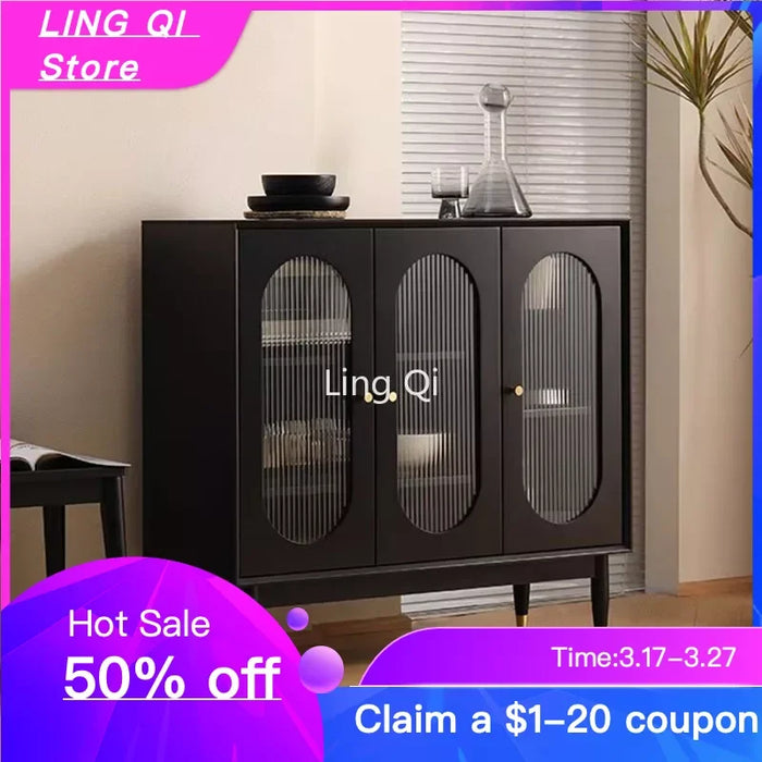 Decorated Locker Sideboard Showcase Black Space Saving Shelves Display Cabinet Modern Nordic Muebles De Cocina Bedroom Furniture