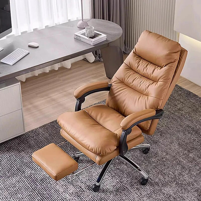 Design Leather Recliner Office Chair Ergonomic Nordic Executive Leisure Rotating Chair Relax Fashion Chaise De Bureau Furniture