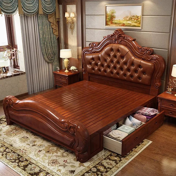 Modern Luxury Kids Double Bed Wood High End Headboard King Size Double Bed Kids Sleeping Lit Deux Place Bedroom Furniture