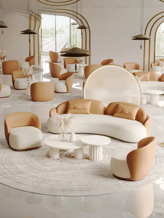 Curved circular reception and negotiation sofa combination