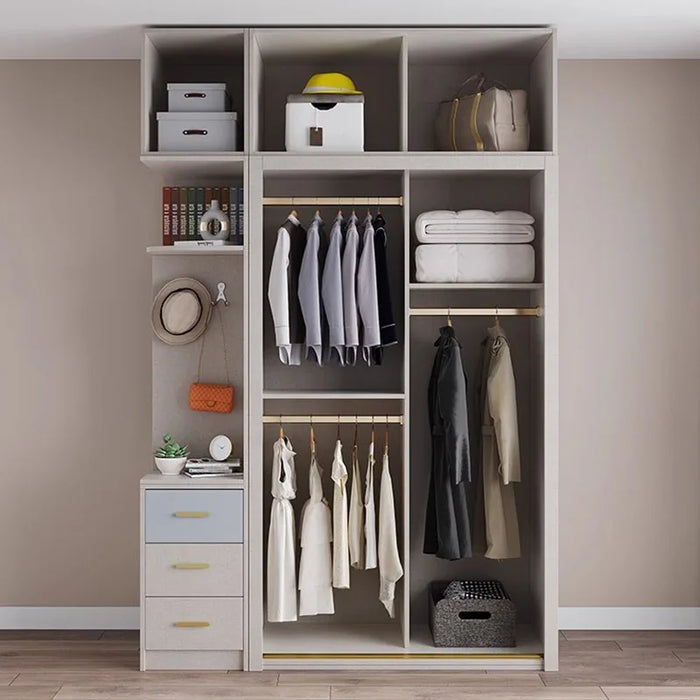 Shirts Wood Handles Wardrobe Drawer Space Saving Sliding Doors Bedroom Wardrobe Storage Cabinets Quarda Roupas Home Furniture