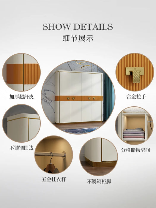 Italian-style light luxury wardrobe, home post-modern, four-door and two-door storage, ins main high-end
