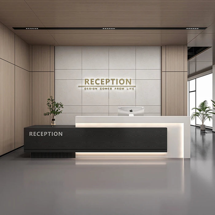 Simple Front Reception Desk Luxury Clinic Mobile Checkout Lighting Advisory Service Desk Hotel Comptoir De Caisse Furniture