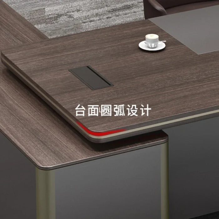 Mid Century Modern Office Desk Luxury Boss Free Shipping Dark Wood Computer Desks Executive Study Mesa Escritorio Home Furniture