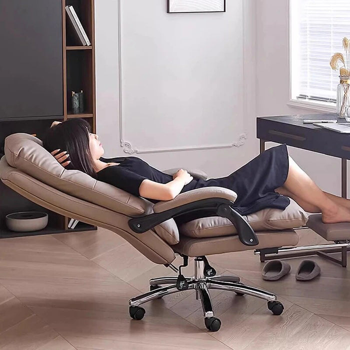 Design Leather Recliner Office Chair Ergonomic Nordic Executive Leisure Rotating Chair Relax Fashion Chaise De Bureau Furniture
