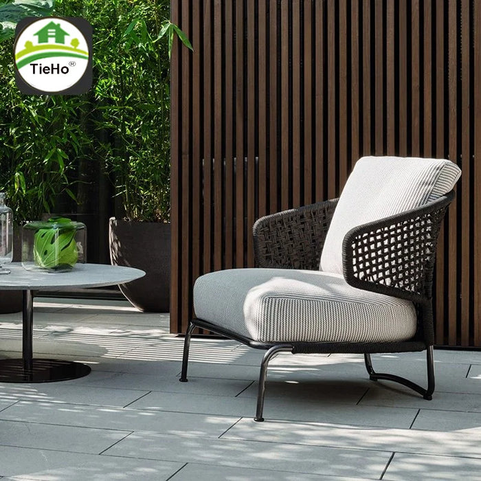 Outdoor All-aluminum Single Sofa Garden Balcony Rattan Leisure Sofa Modern Creative Waterproof Sofas Chair Outdoor Furniture
