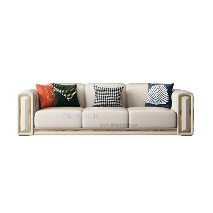 Italian Minimalist White Leather Sofa Luxury Living Room Sofa Large Sofas Set Small Apartment Chaise Lounge Home Furniture