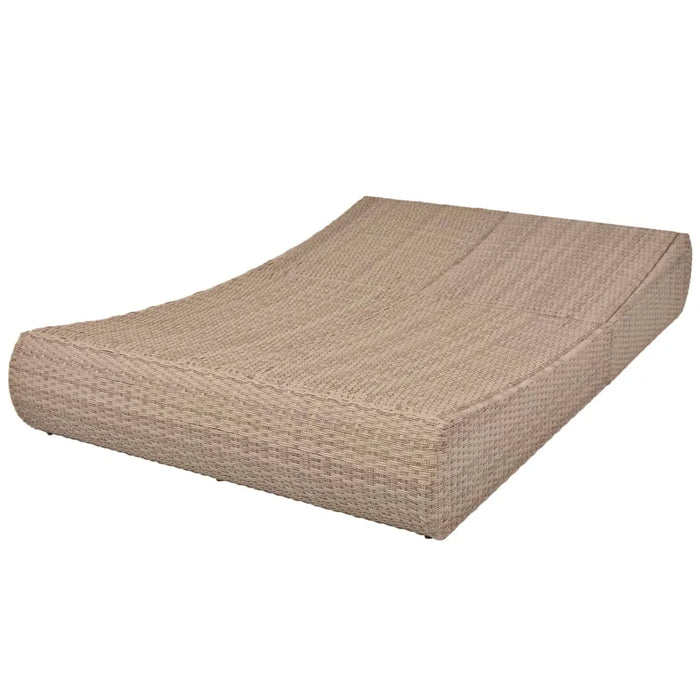 Outdoor Patio Garden Sun Lounger Lounge Bed for Pool Outside Home Deck Poly Rattan Beige