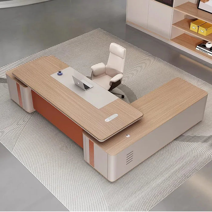Standing European Office Desk Drawers L Shaped Storage Corner Computer Desk Executive Reception Mesa De Computador Furniture