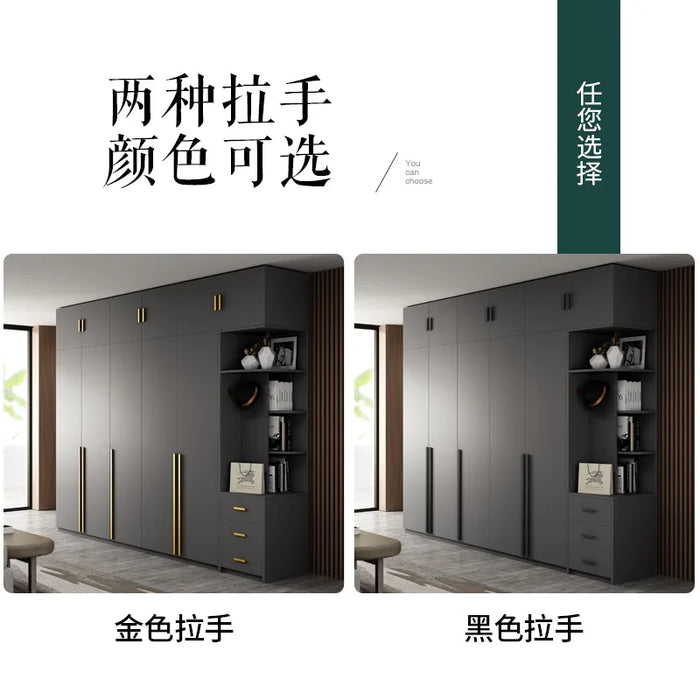 Simple modern wardrobe solid wood multilayer board household bedroom large combination cabinet rental room solid wood wardrobe