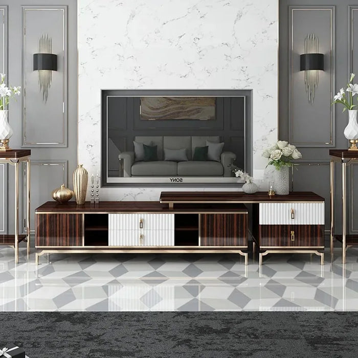 Simple Postmodern Tea Table TV Cabinet Combination Living Room Furniture Metal Retractable Black Floor Cabinet Furniture