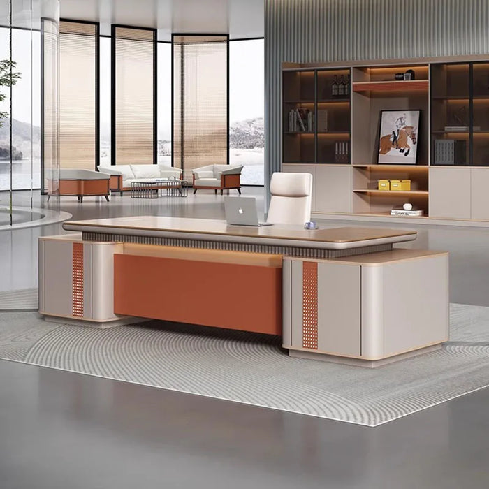Standing European Office Desk Drawers L Shaped Storage Corner Computer Desk Executive Reception Mesa De Computador Furniture