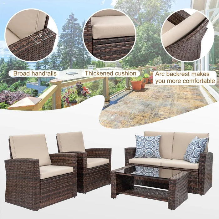 Outdoor Patio Furniture 4 Piece Set Naturehike Tent Outdoor Garden Living Room Garden Trade Shows Furnitures Tents Rattan Sofa