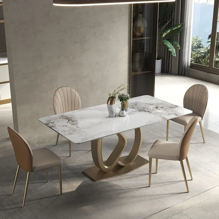 Italian Light Luxury Bright Slate Dining Table High-end Restaurant Console Large Flat Floor Creative Marble Rectangular Table