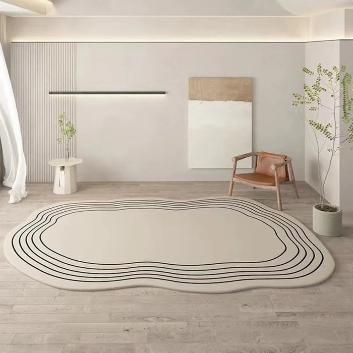Irregular Cream Color Living Room Bedroom Anti-Dirt Anti-Slip Imitation Cashmere Carpet