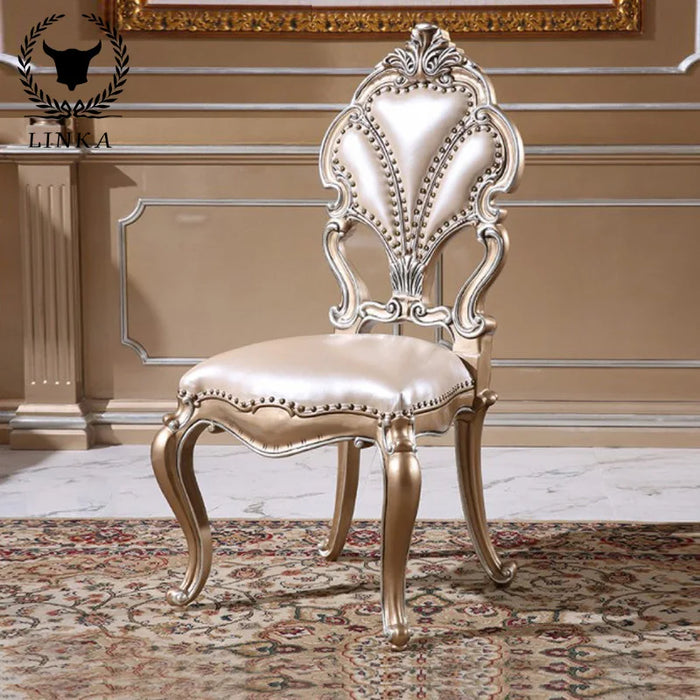 Custom European carved wood dining tables and chairs French palace villa luxury dining tables and chairs combination