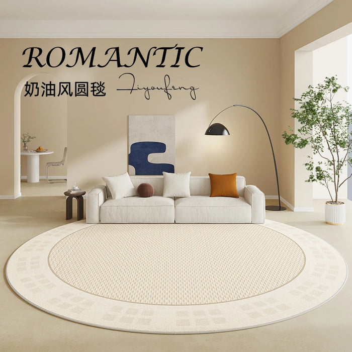 Cream Style Carpets for Living Room Light Luxury Bedroom Decor Plush Carpet Fluffy Soft Bedside Rug Home Thicken Round Floor Mat