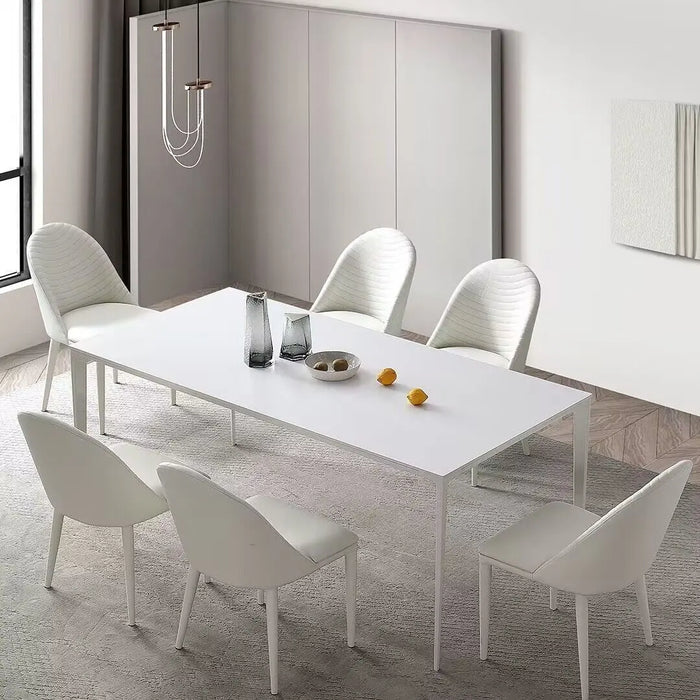 Italian light luxury leather dining chair restaurant home modern simple chair nordic minimalist designer white chair furniture