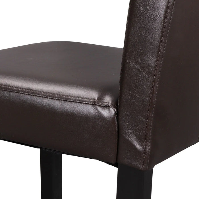 Set of 6 Dining Room Parson Chairs Kitchen Formal Elegant Leather Design Brown
