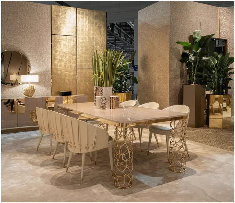 Italian light luxury marble dining table modern simple living room Villa dining room rectangular dining table