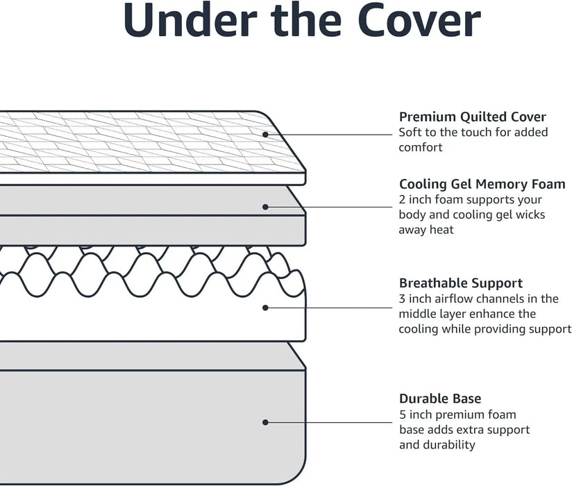 Cooling Gel-Infused Medium-Firm Memory Foam Mattress, CertiPUR-US Certified - Queen Size 12 Inch White/Gray bedroom furniture