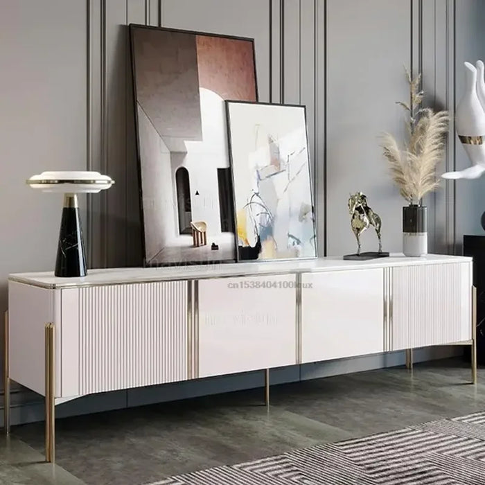 Shelf Tv Stand Modern High Quality Luxury TV Cabinet Coffee Tables Set Gold Stand Slate Tabletop For Living Room Furniture