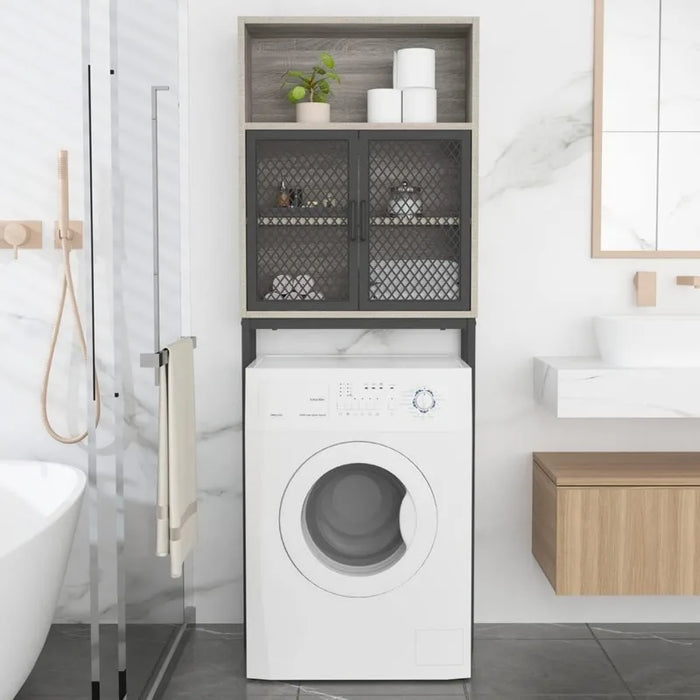 Bathroom Space Saver, Over The Toilet Storage Cabinet, Metal and Wood Industrial Organizer Stand Above Toilet