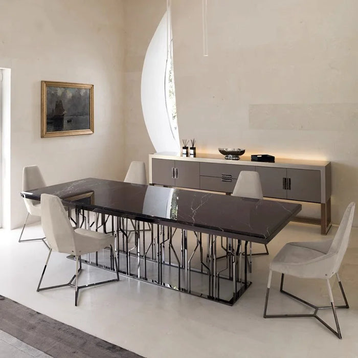 Deluxe  Dining table chair Modern Luxury Marble table natural rectangular dining table
