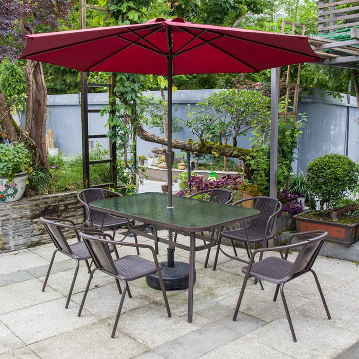Outdoor Table and Chair Courtyard Parasol Rattan Chair Leisure Waterproof Balcony Tuinmeubelen Garden Furniture Sets WK50HY