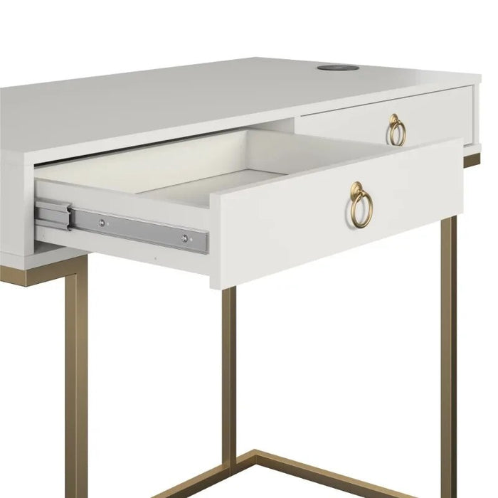 CosmoLiving By Cosmopolitan Camila Writing Desk, White Computer Desk  Office Furniture