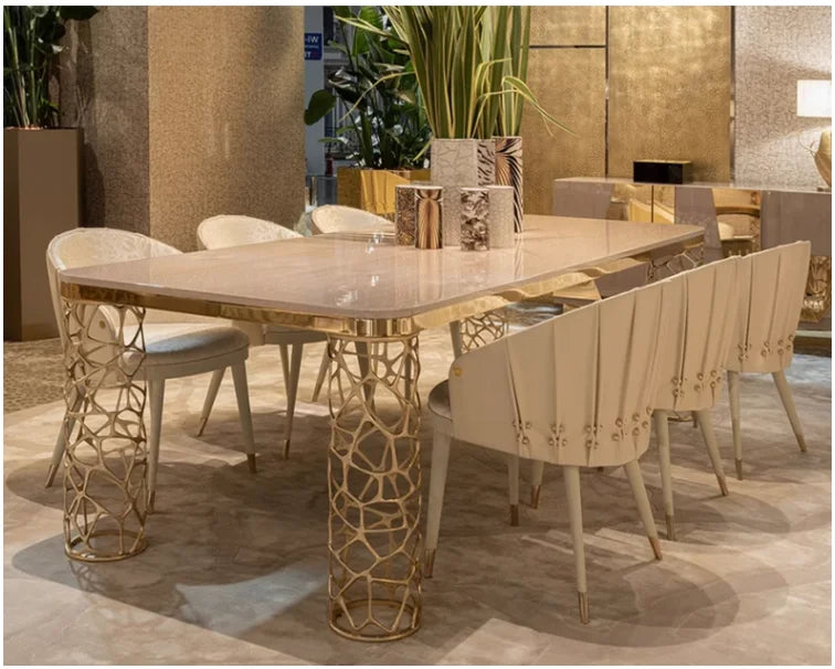 Italian light luxury marble dining table modern simple living room Villa dining room rectangular dining table
