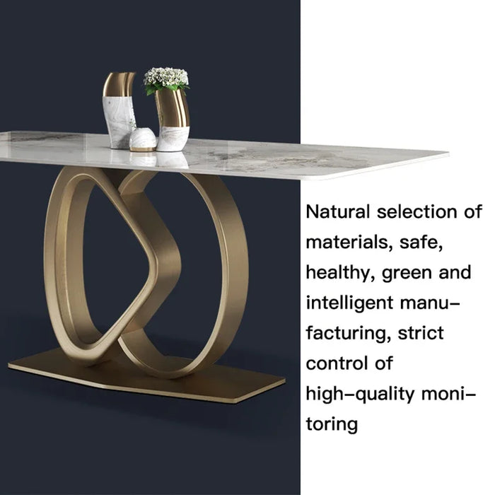 Italian Light Luxury Bright Slate Dining Table High-end Restaurant Console Large Flat Floor Creative Marble Rectangular Table