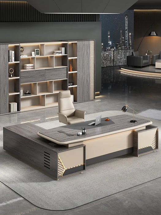 Simple office desk Modern baking varnish office desk chair combination Large shift office furniture
